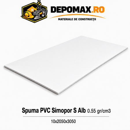 Placa rigida PVC Simopor S Alb 0.55 g/cm3, 10x2050x3050 mm